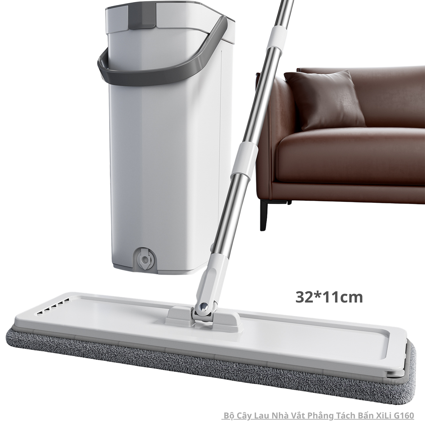 [6] Bộ Cây Lau Nhà Vắt Phẳng Tách Bẩn XiLi G160