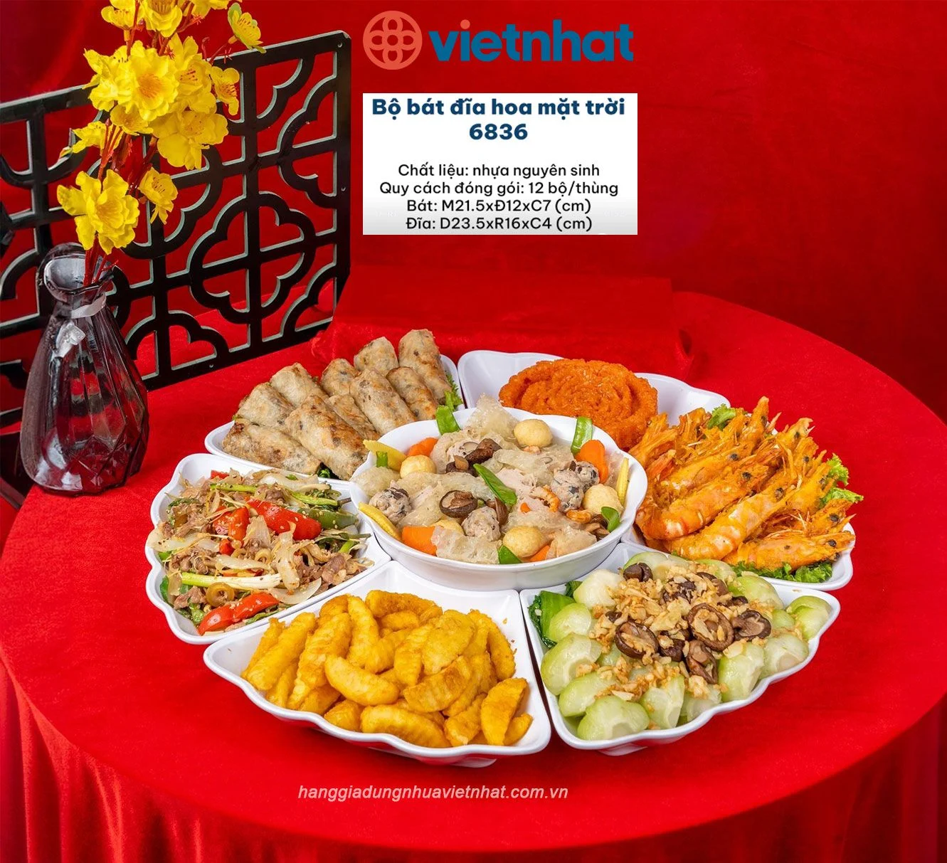 [8] Bộ Bát Đĩa Hoa Mặt Trời 6836