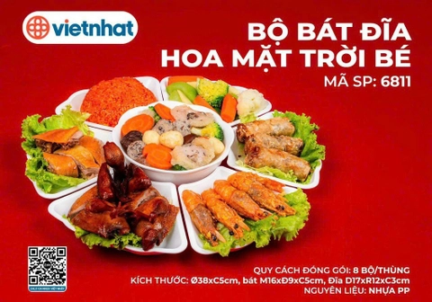 [8] Bộ Bát Đĩa Hoa Mặt Trời Bé 6811