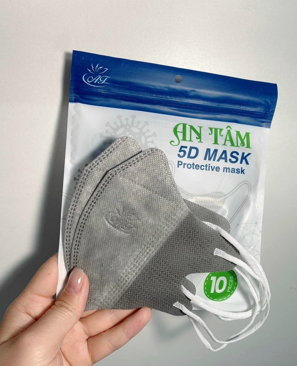 [5] Hộp 100c Khẩu Trang 5D An Tâm Xám-Đen