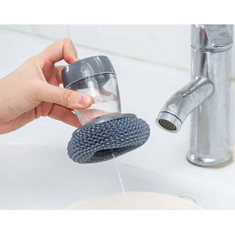 [200] Chà Xoong Nồi Có NGĂN Đựng Nước Rửa Chén