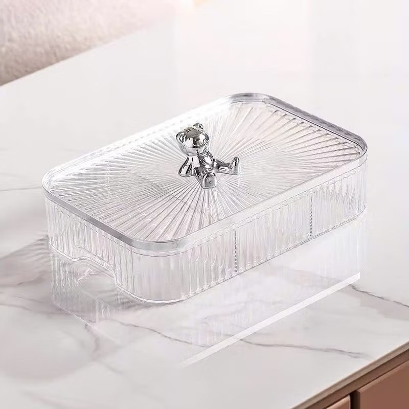 [40] Khay Mứt Gấu 6 ô Chữ Nhật 450 - Bạc