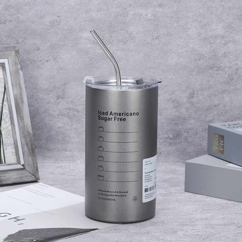 [50] Ly Giữ Nhiệt Inox Hình Trụ 600ml - Xám