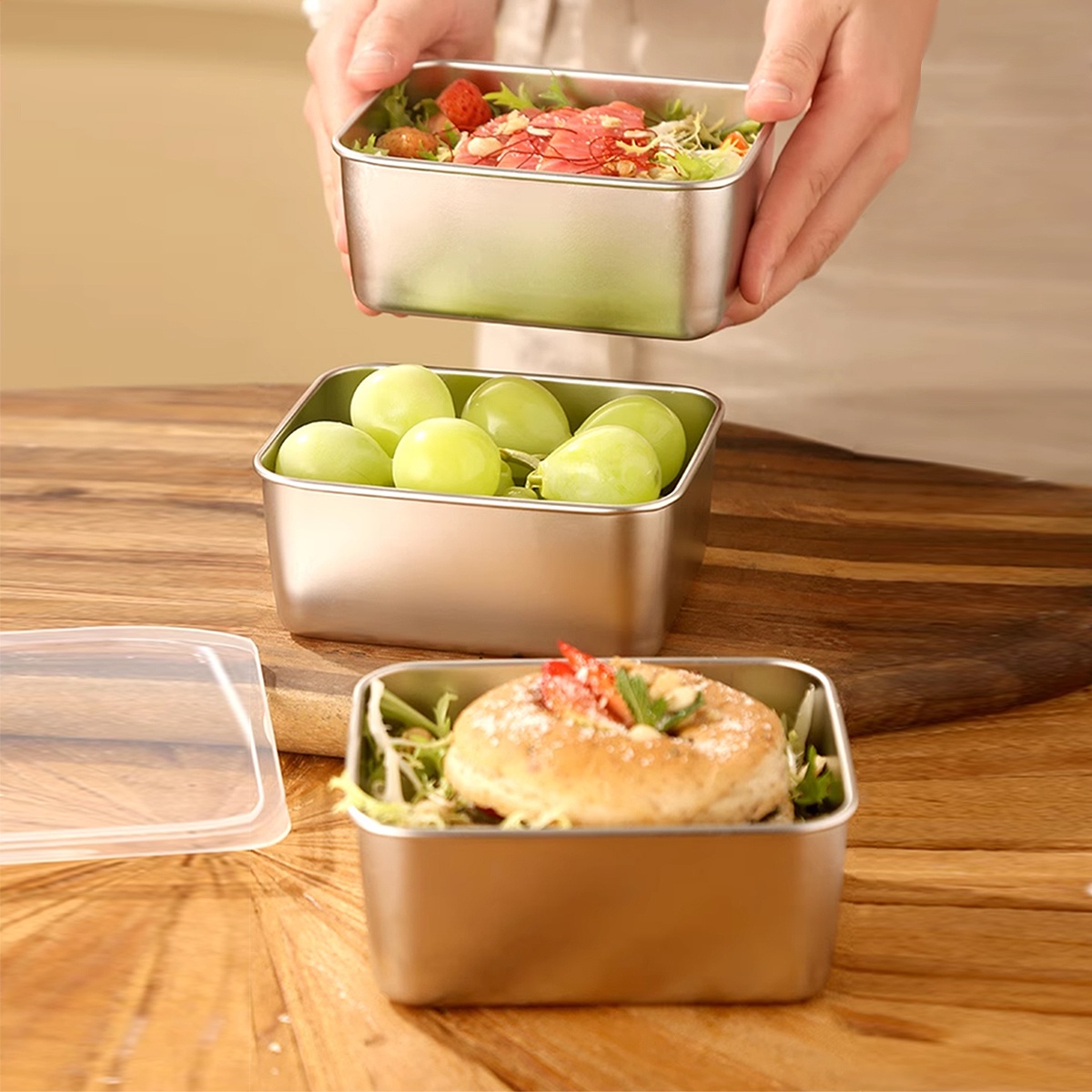 [300] Hộp Đựng Thực Phẩm INOX Có Nắp - NHỎ 13.5cm