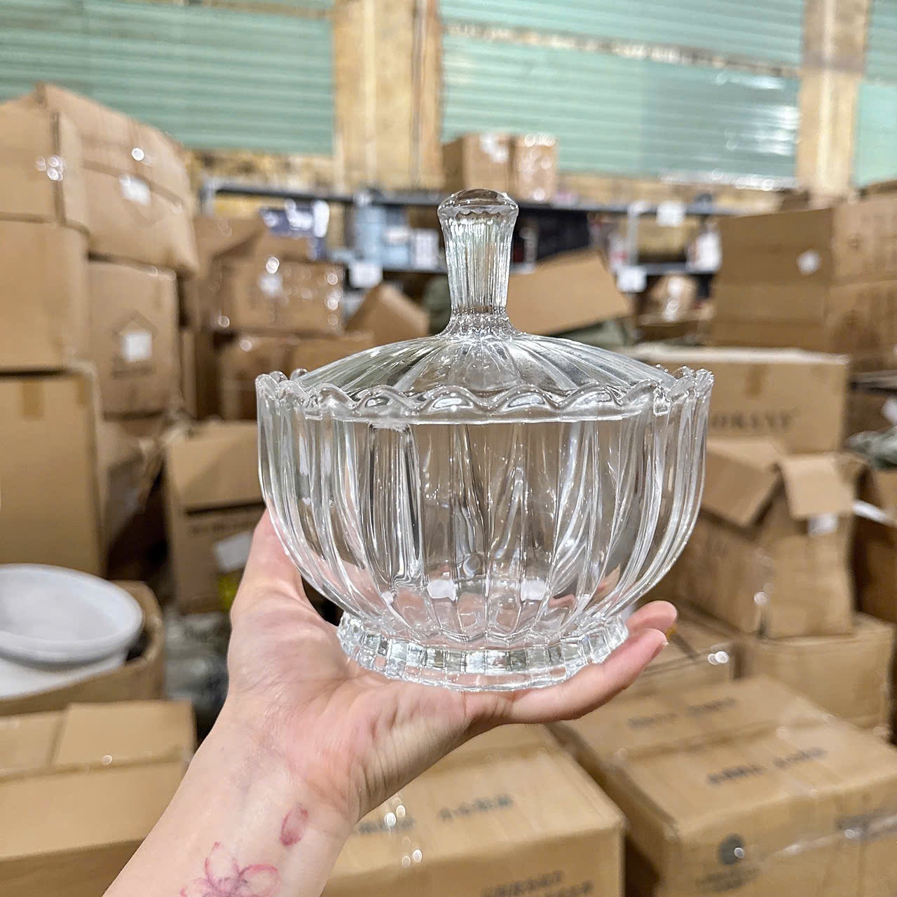 [18] Hũ Mứt Size Đại 16cm Trắng CB3155B