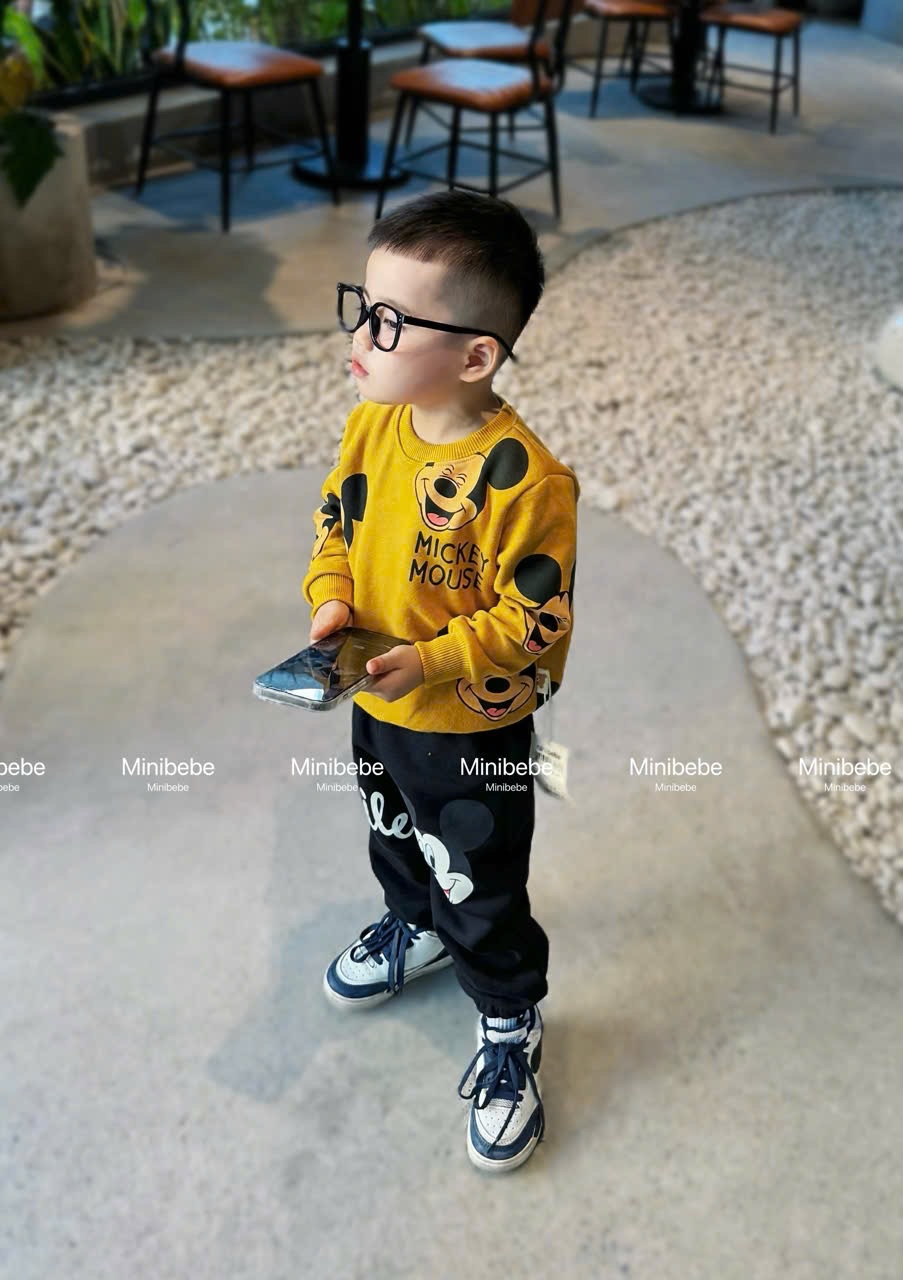 Bộ nỉ micky vàng vnxk