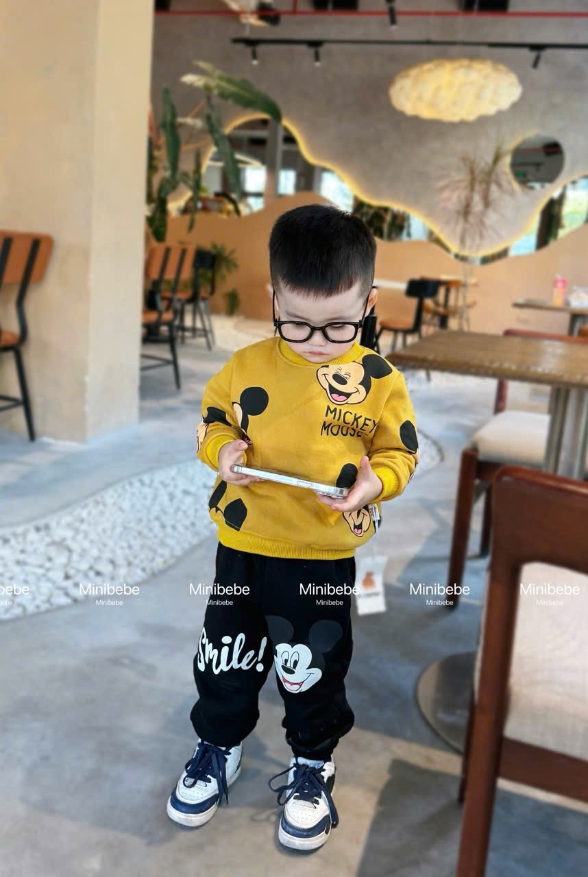 Bộ nỉ micky vàng vnxk