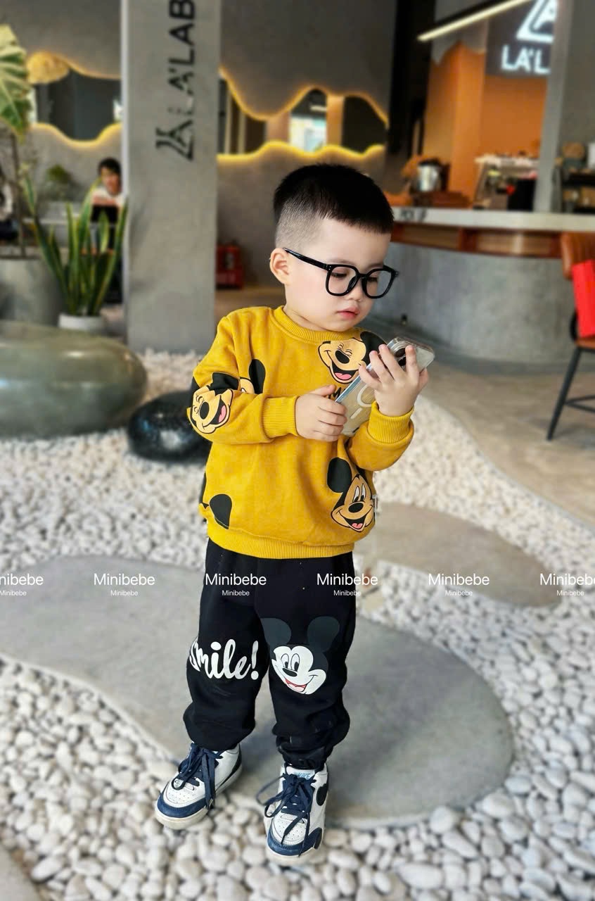 Bộ nỉ micky vàng vnxk