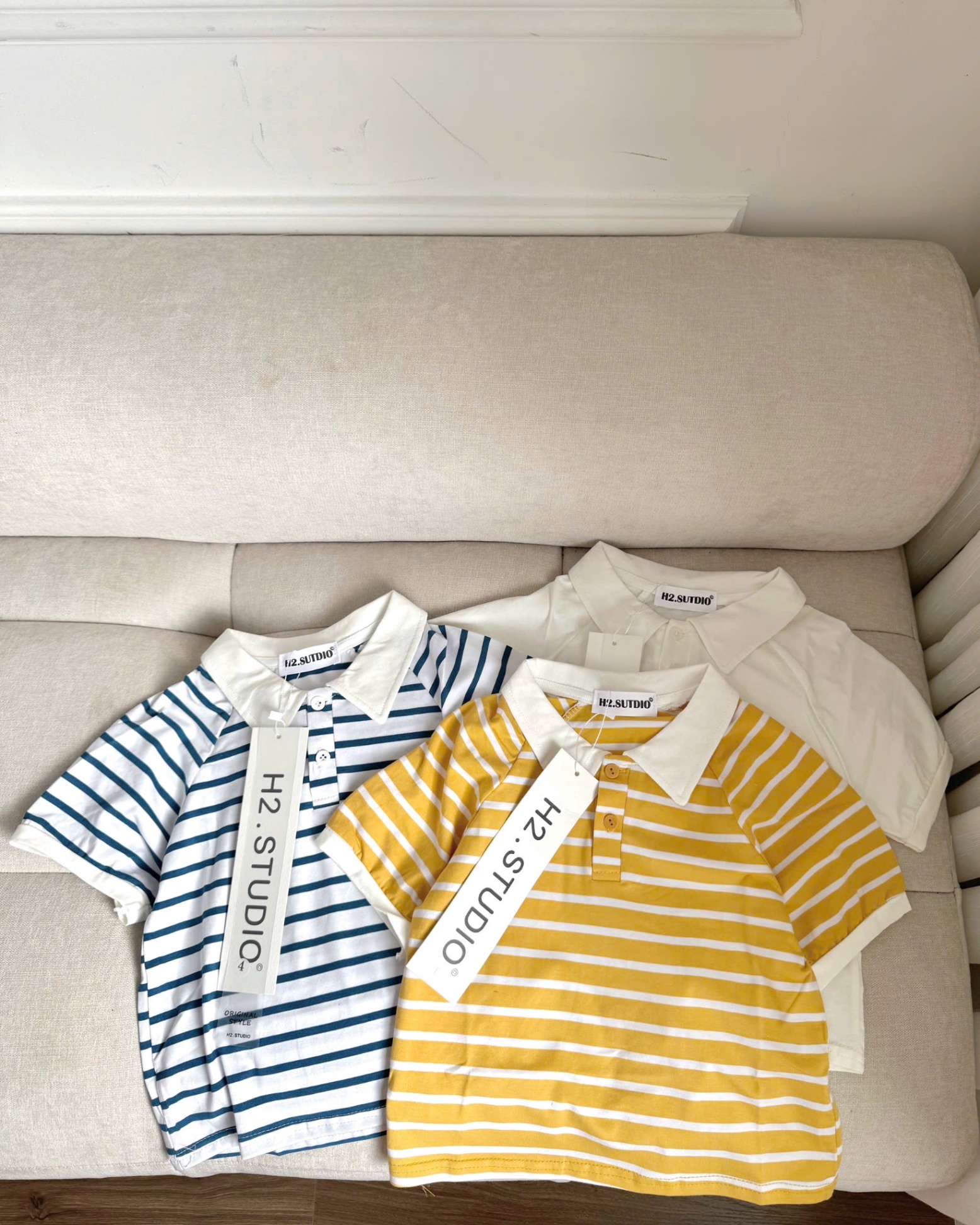 Áo cotton siêu mát 3 màu trắng xanh vàng (8/24kg)