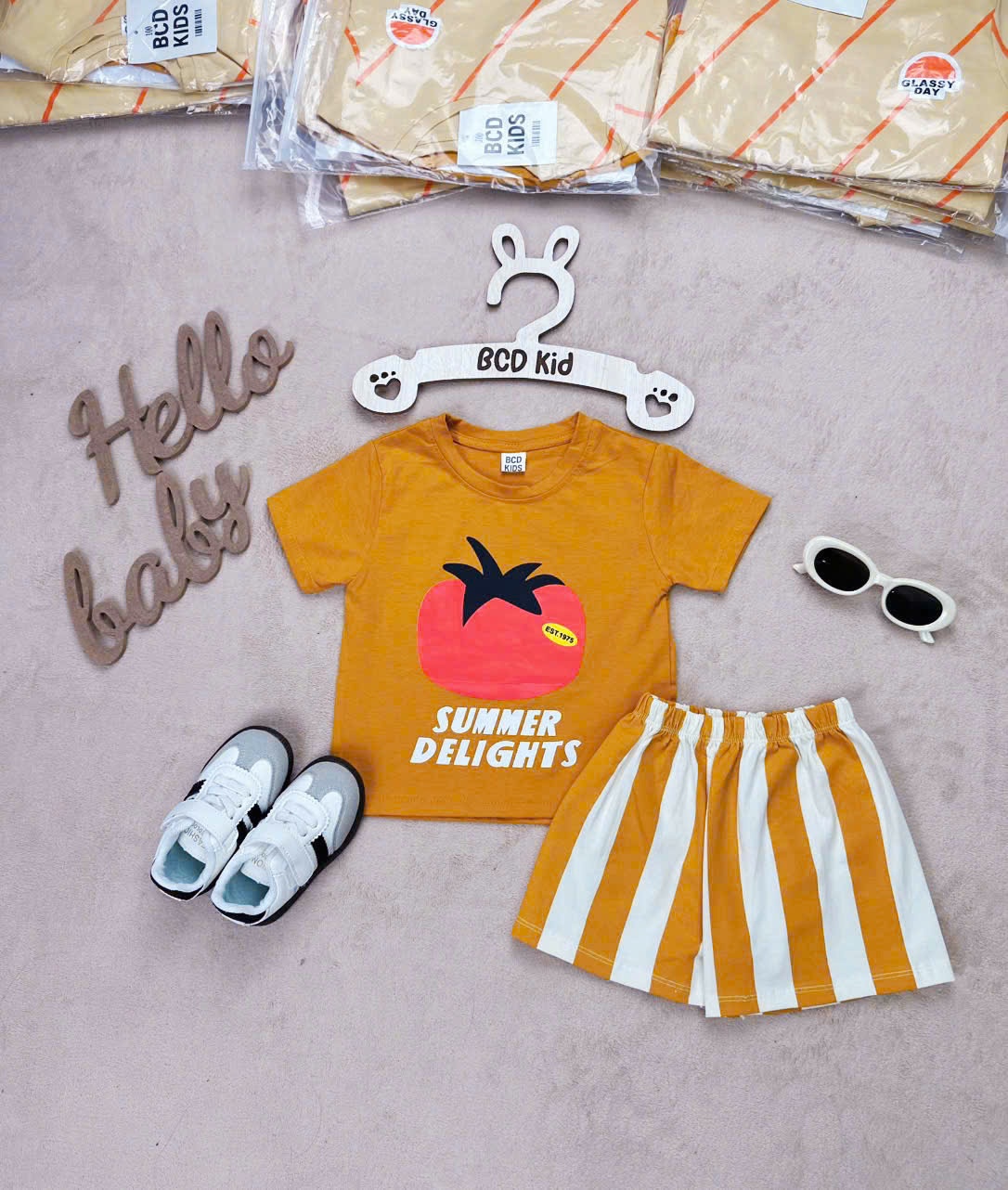 Set 2 áo 1 quần summer cà chua(7/27kg)