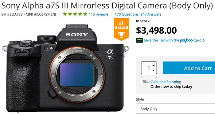 Máy ảnh Sony A7sIII update firmware mới hỗ trợ S-Cinetone