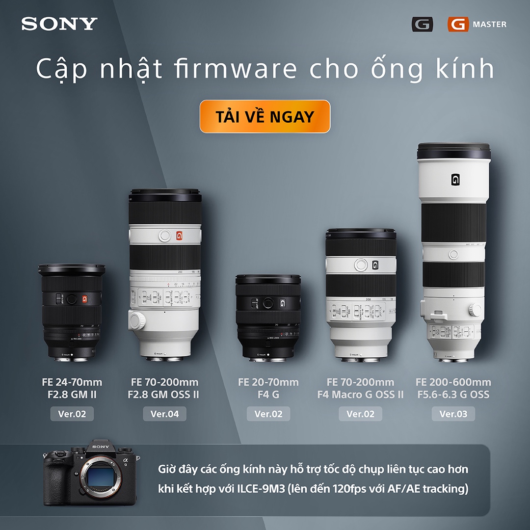 Bản Cập Nhật Firmware Mới cho ống kính GMaster Sony - Đèn Flash Sony