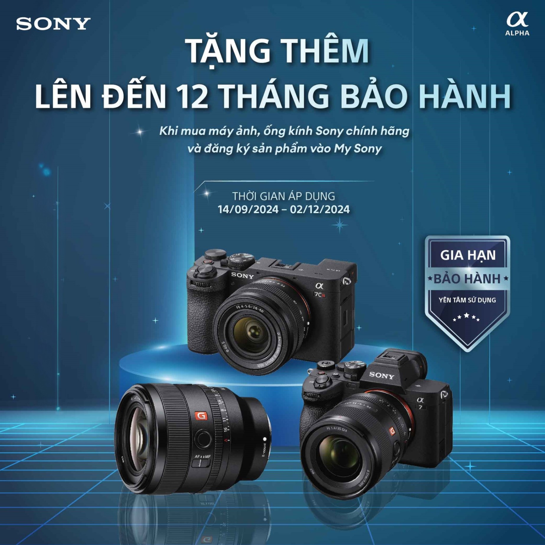 SONY ALPHA TẶNG THÊM LÊN ĐẾN 12 THÁNG BẢO HÀNH