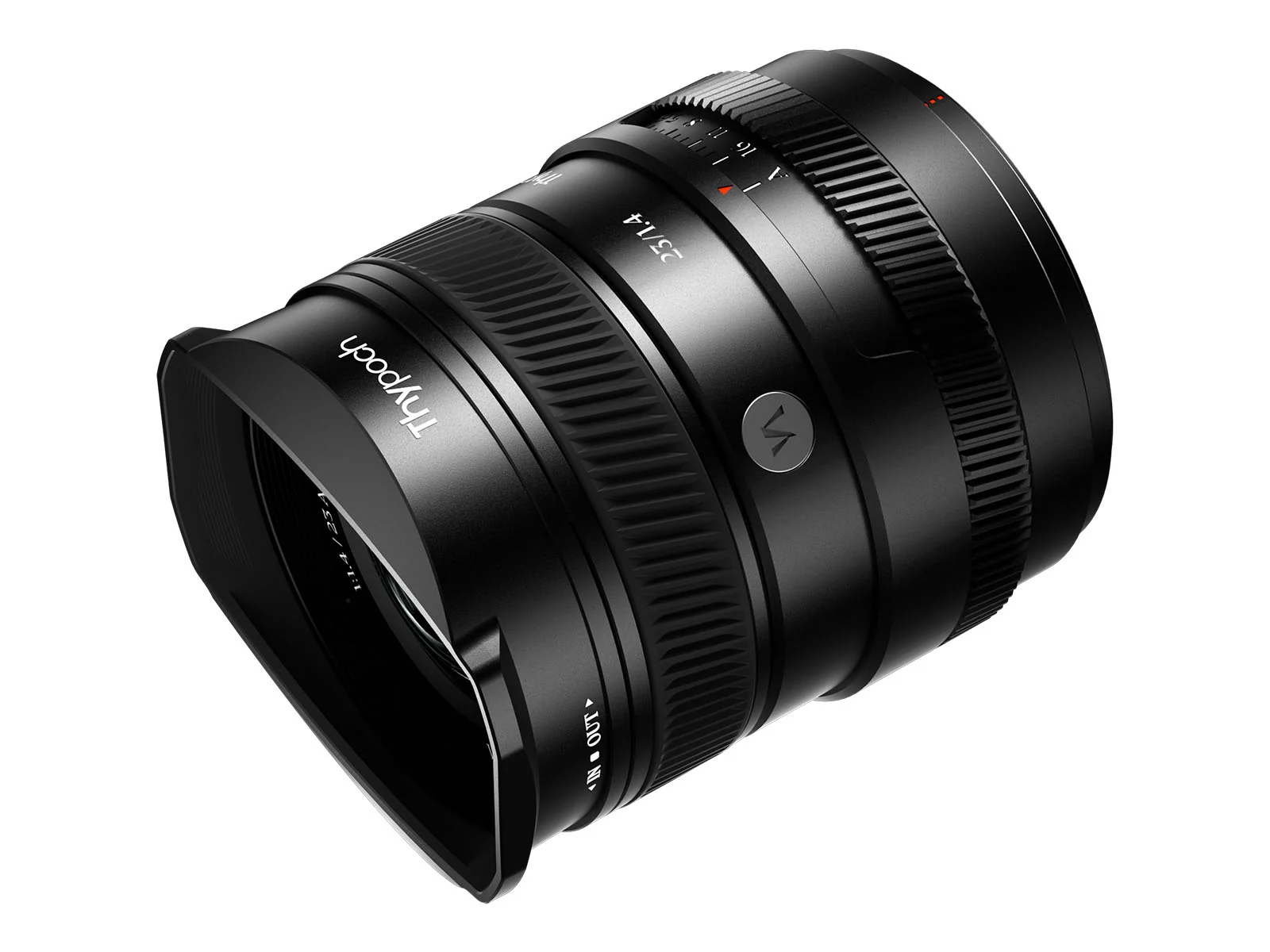 Góc nghieng ống kính Thypoch AF 23mm f/1.4 Sculptor hoàn thiện kim loại