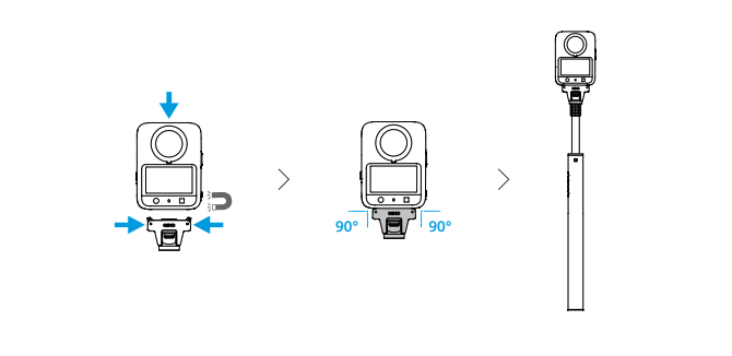 Thao tác gắn camera hành trình lên gậy selfie kéo dài Extension Rod