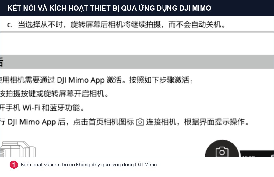 Kết nối và kích hoạt thiết bị qua ứng dụng DJI Mimo