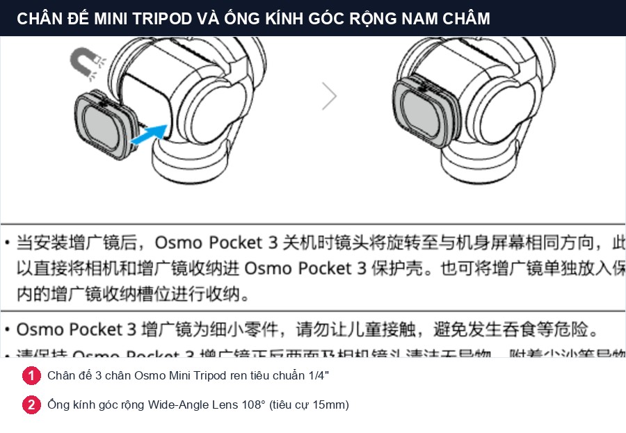Chân đế Osmo Mini Tripod và Ống kính góc rộng