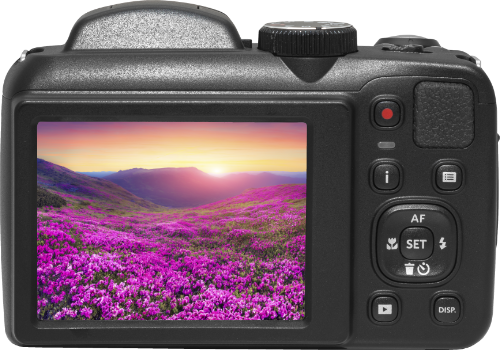 Mặt sau máy ảnh Kodak Pixpro AZ255 với màn hình hiển thị 3.0 inch và các phím điều khiển