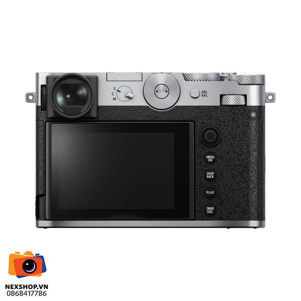 Góc chụp từ trên nhìn xuống các vòng xoay cơ học tinh xảo trên đỉnh máy Fujifilm GFX100RF