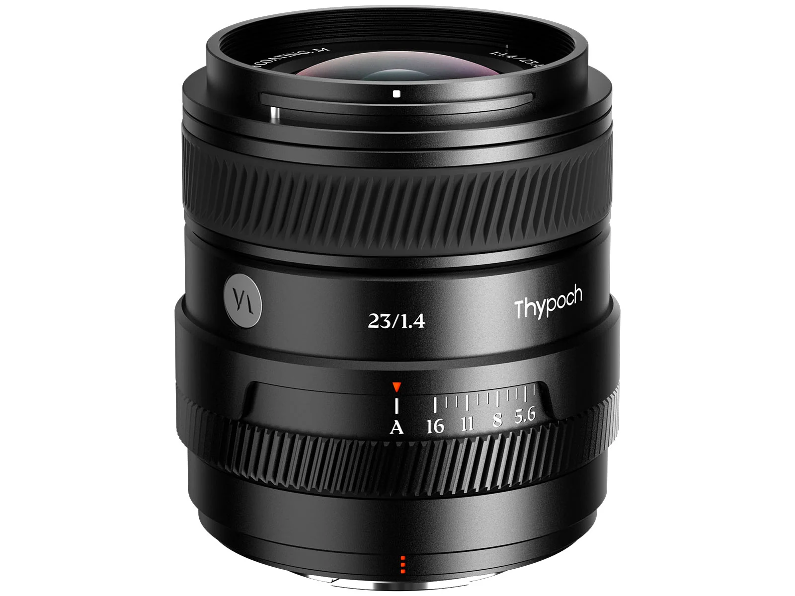 Mặt trước thấu kính Thypoch AF 23mm f/1.4 Sculptor với ren filter 52mm
