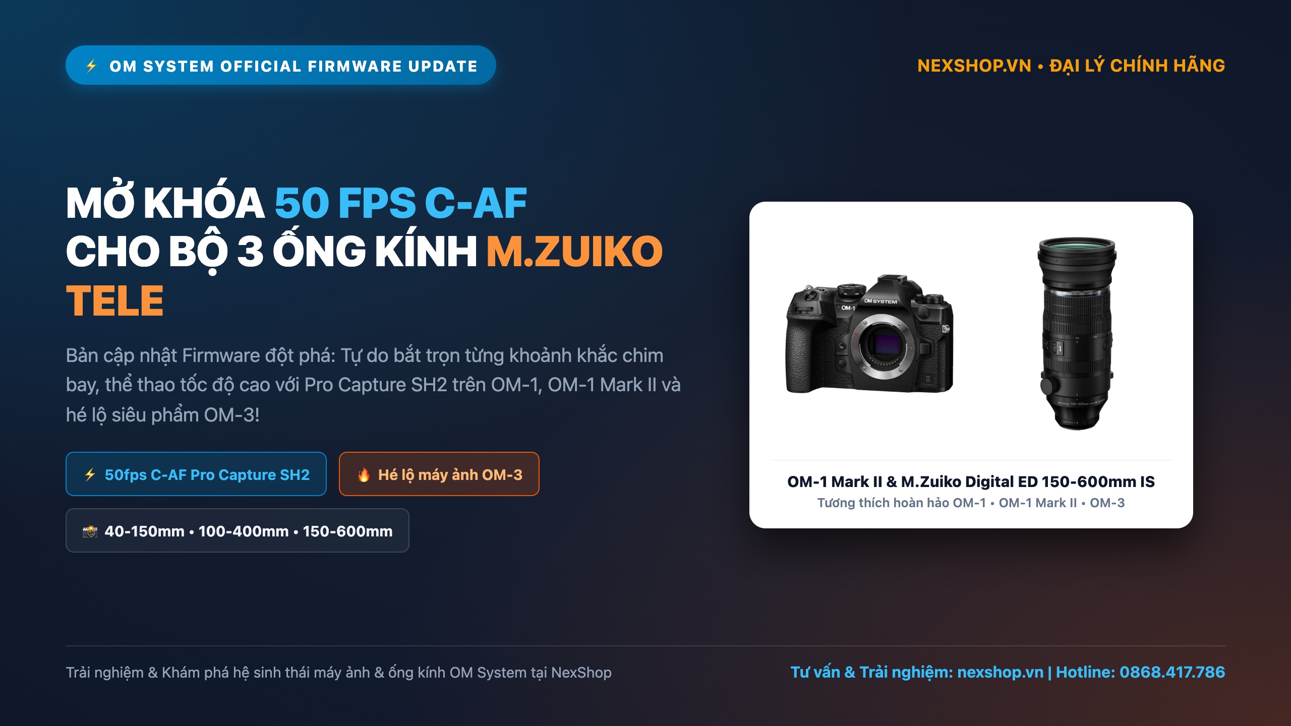 OM System Tung Firmware Mới Cho Bộ 3 Ống Kính M.Zuiko: Mở Khóa Tốc Độ 50fps C-AF & Bất Ngờ Hé Lộ OM-3