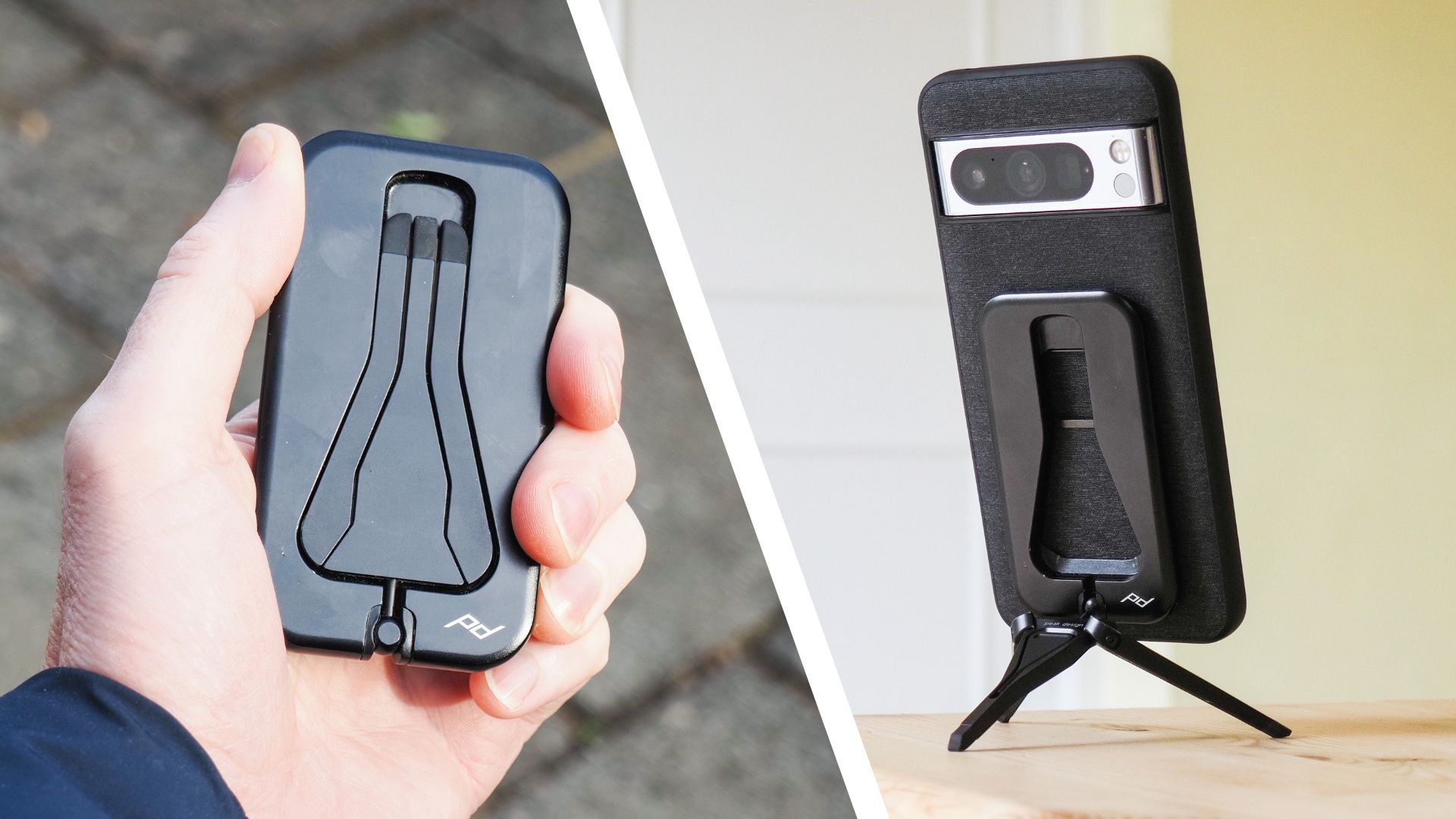 Peak Design Mobile Tripod gắn trên mặt lưng điện thoại