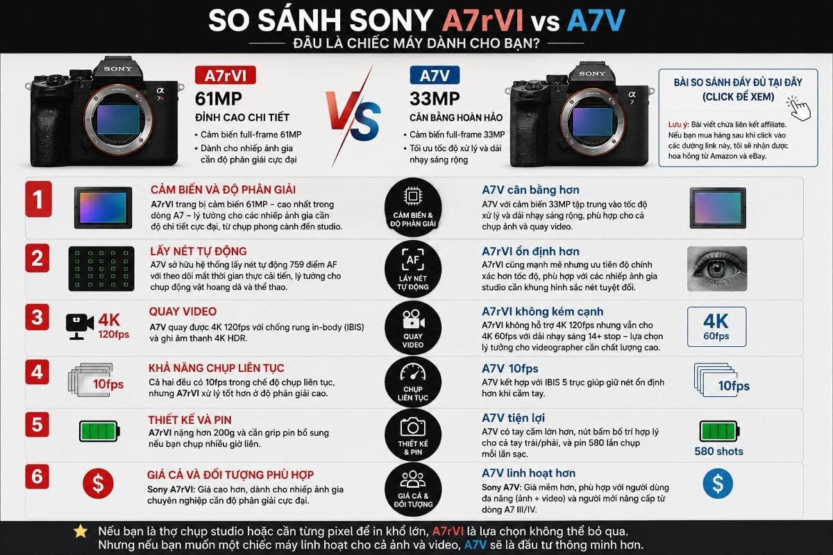 So Sánh Sony A7rVI vs A7V: Chọn Máy Ảnh Full-Frame 2026