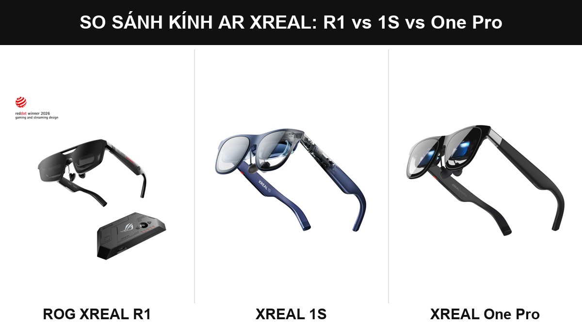 So sánh ROG XREAL R1 vs XREAL 1S vs XREAL One Pro: nên chọn kính AR nào?