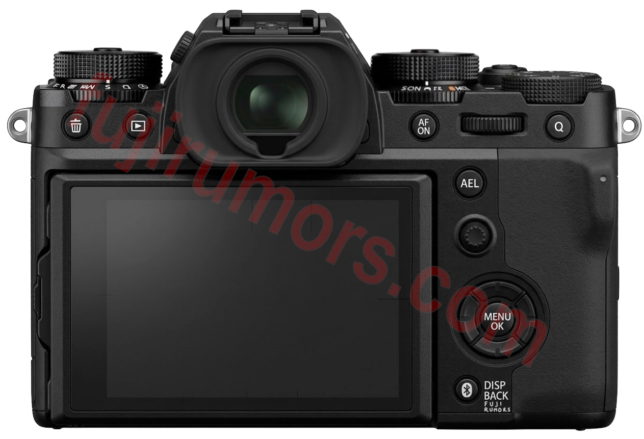 Thiết kế mặt sau Fujifilm X-T6 với ống ngắm điện tử và màn hình xoay lật