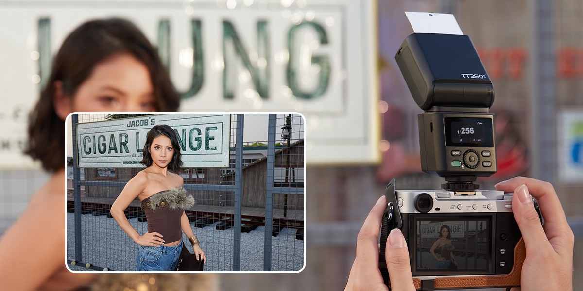 Đèn LED modeling 5300K phía trước Godox TT350II