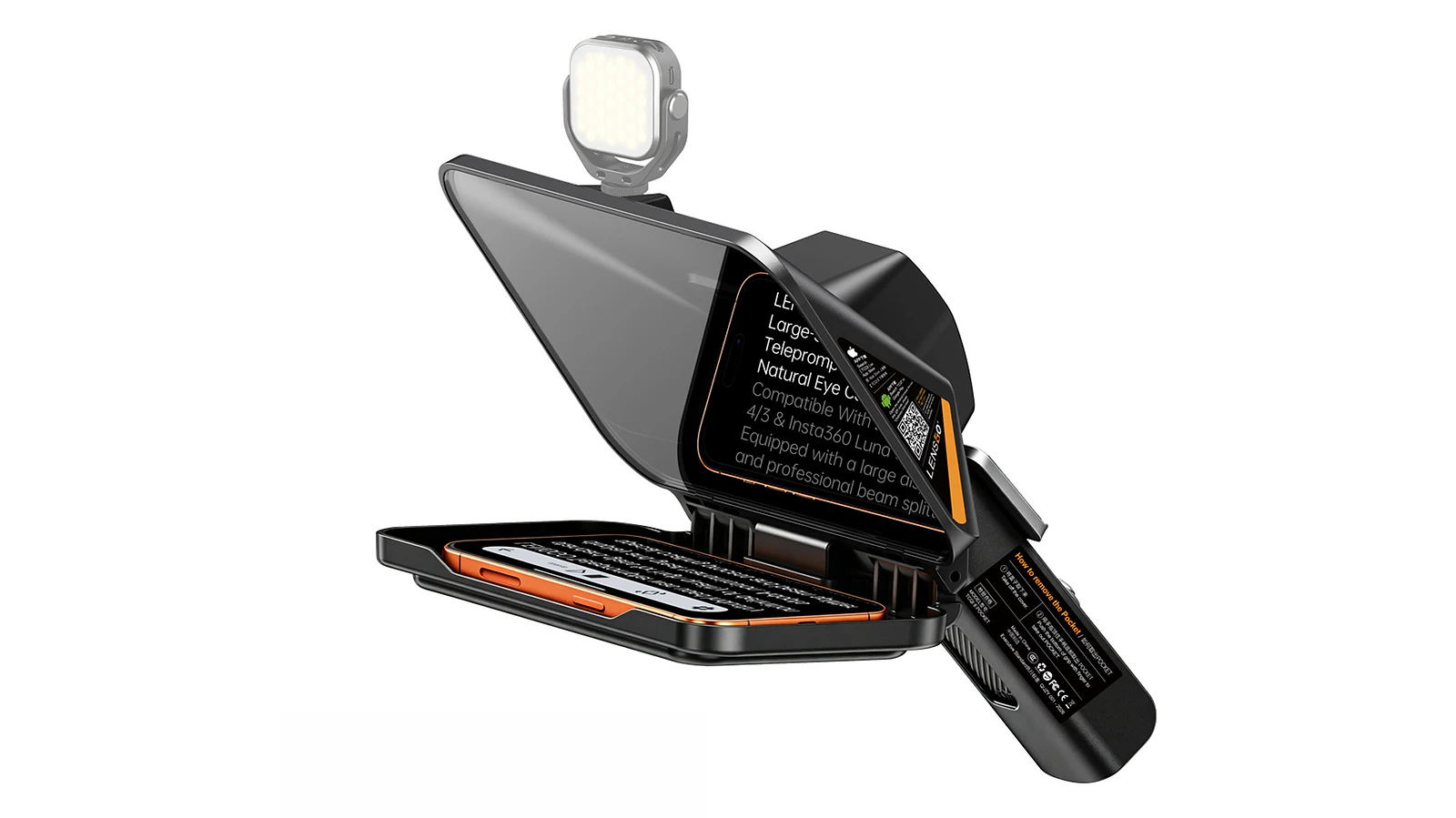 Mặt trước máy nhắc chữ LENSGO TCQI 8 Pocket với khung kính 8 inch gắn trước camera