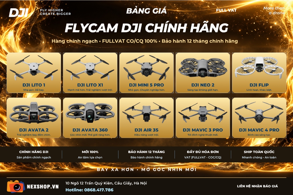 Bảng giá Flycam DJI Chính Hãng — Hàng chính ngạch Full VAT CO/CQ 100%