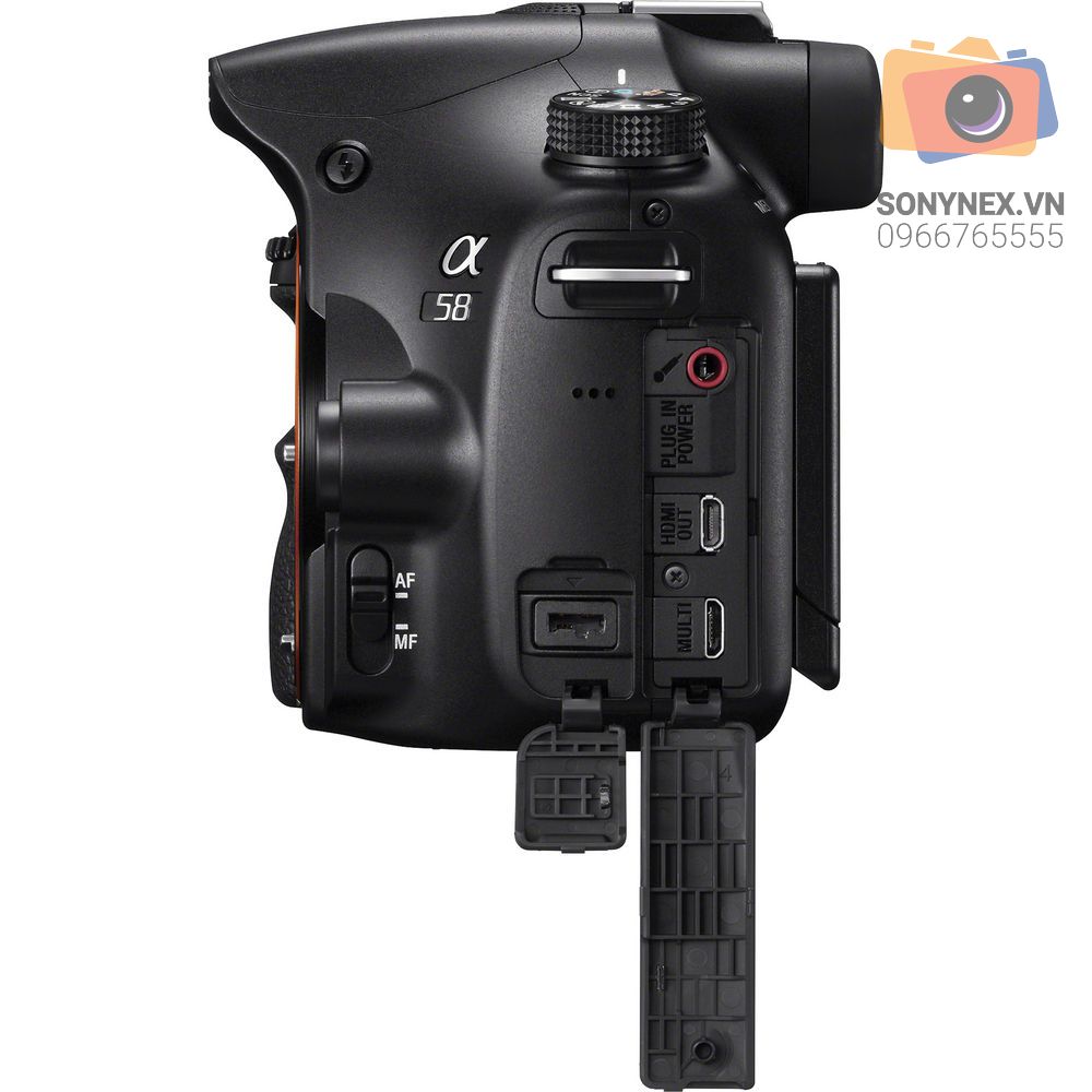Máy ảnh Sony A58 | Kit 18-55mm II | Chính hãng - mặt sau và phụ kiện đi kèm