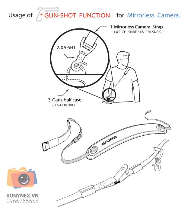 Khoá Gunshoot cho Combo Gariz Case + Shoulder Trap | Chính hãng - khả năng kết nối thiết bị