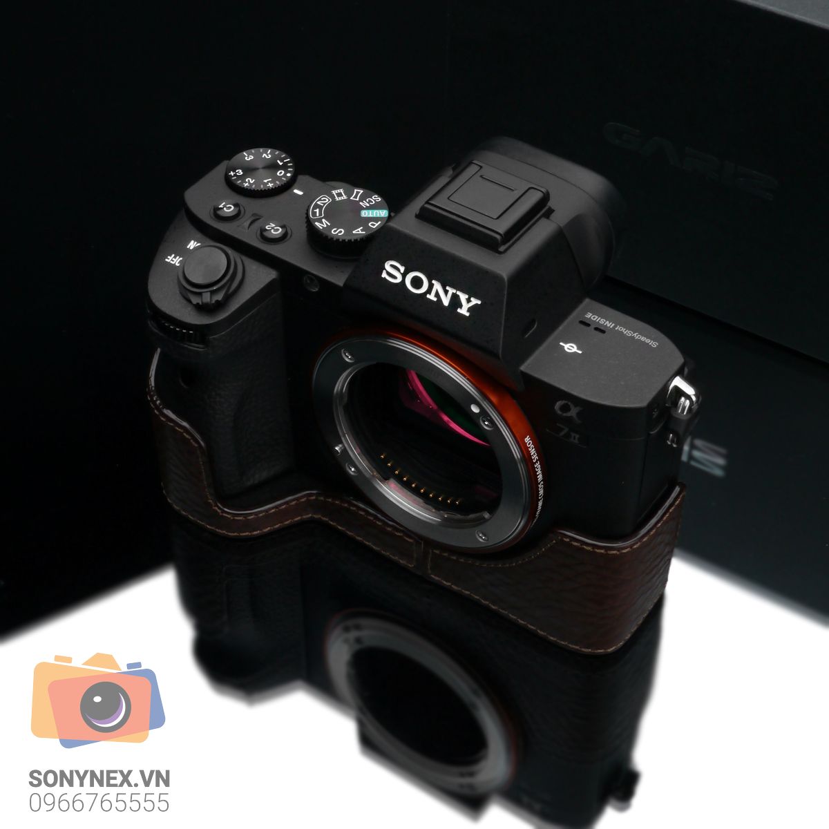 Bao da Sony A7 II/A7R II Nâu đậm | Gariz | Hàng Nhập khẩu