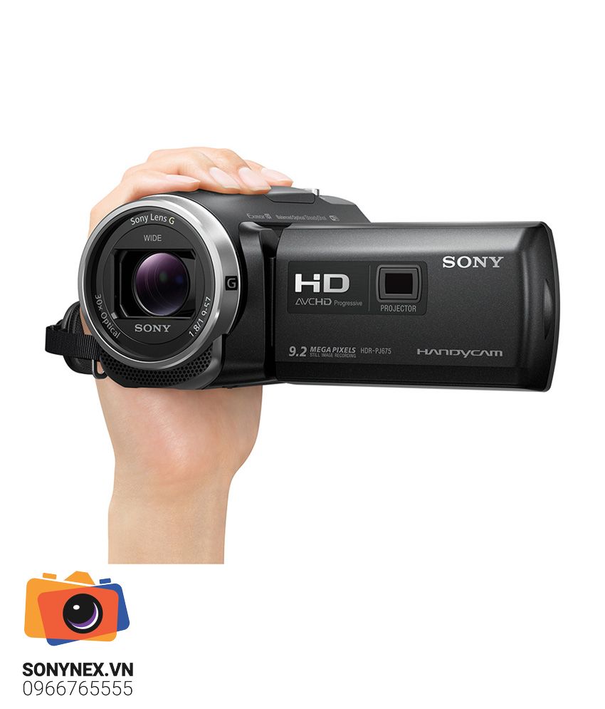 Máy quay Sony PJ675 tích hợp máy chiếu | Chính hãng - mặt sau và phụ kiện đi kèm