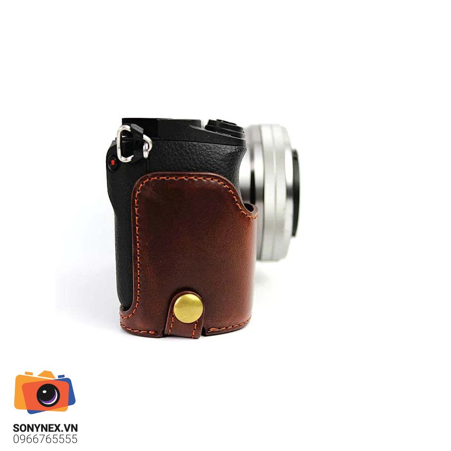 Bao da Sony A6000 A6100 A6300 A6400 - Halfcase Nâu Đậm | Chính hã - khả năng kết nối thiết bị