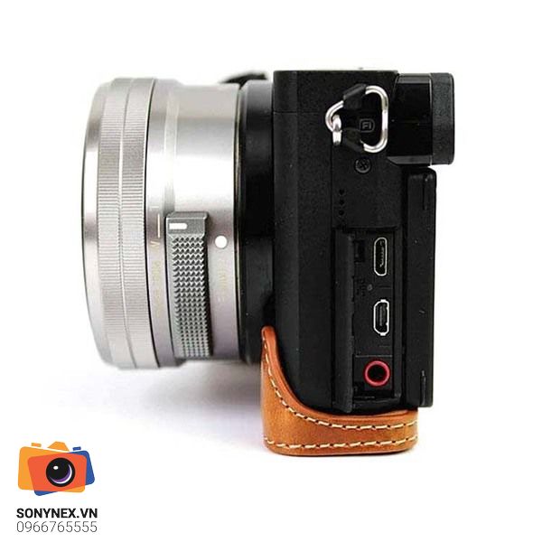 Bao da Sony A6000 A6100 A6300 A6400 - Halfcase | Nâu nhạt | Hàng nhập khẩu