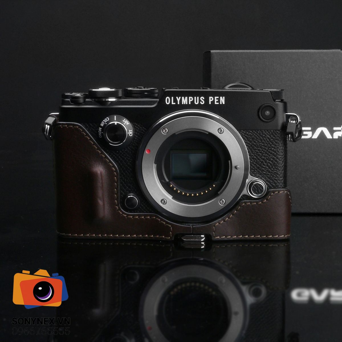 Bao da Olympus PEN-F Nâu Đậm | Gariz | Hàng Nhập khẩu