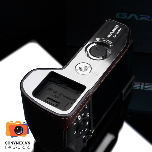 Bao da Sony A6500 Nâu đậm Gariz | Chính hãng - cấu hình hộp sạc
