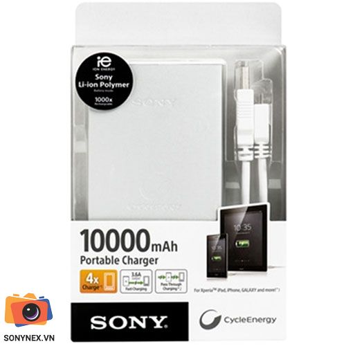 Pin dự phòng Sony F10 - 10.000 mAh | Trắng | Hàng chính hãng