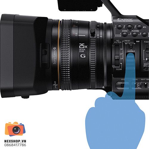 Máy quay chuyên nghiệp Sony X160 | Chính hãng - mặt sau và phụ kiện đi kèm