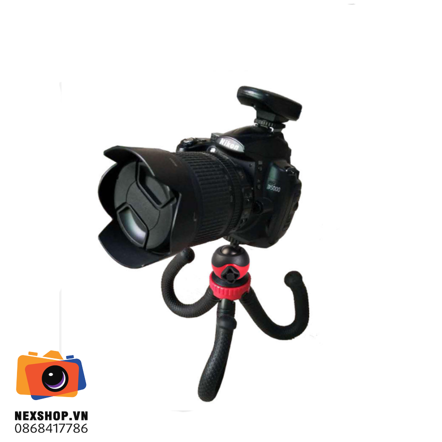 Chân máy ảnh Flexible Tripod MZ305 - mặt sau và phụ kiện đi kèm