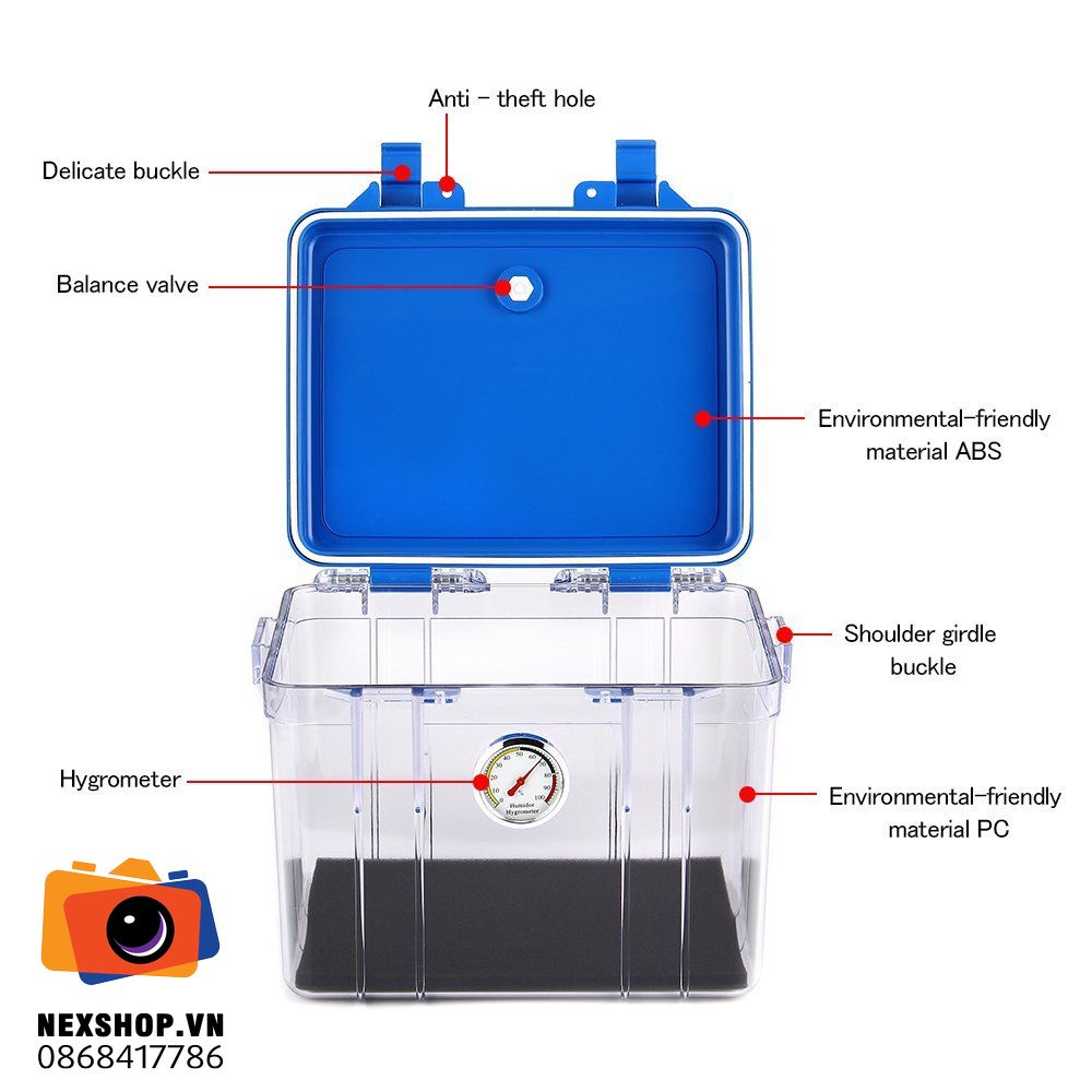 Hộp chống ẩm 10L EIRMAI R10 | Xanh dương | Chính hãng - cấu hình hộp sạc