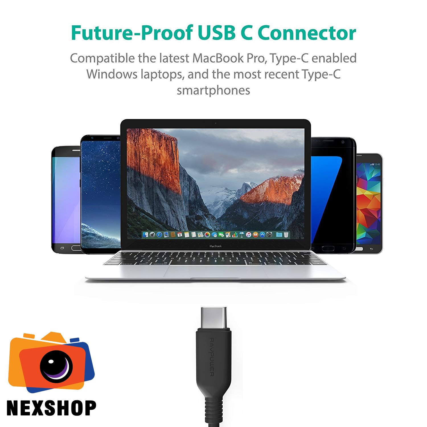 Dây USB-C RAVPower 1.8M | Chính hãng