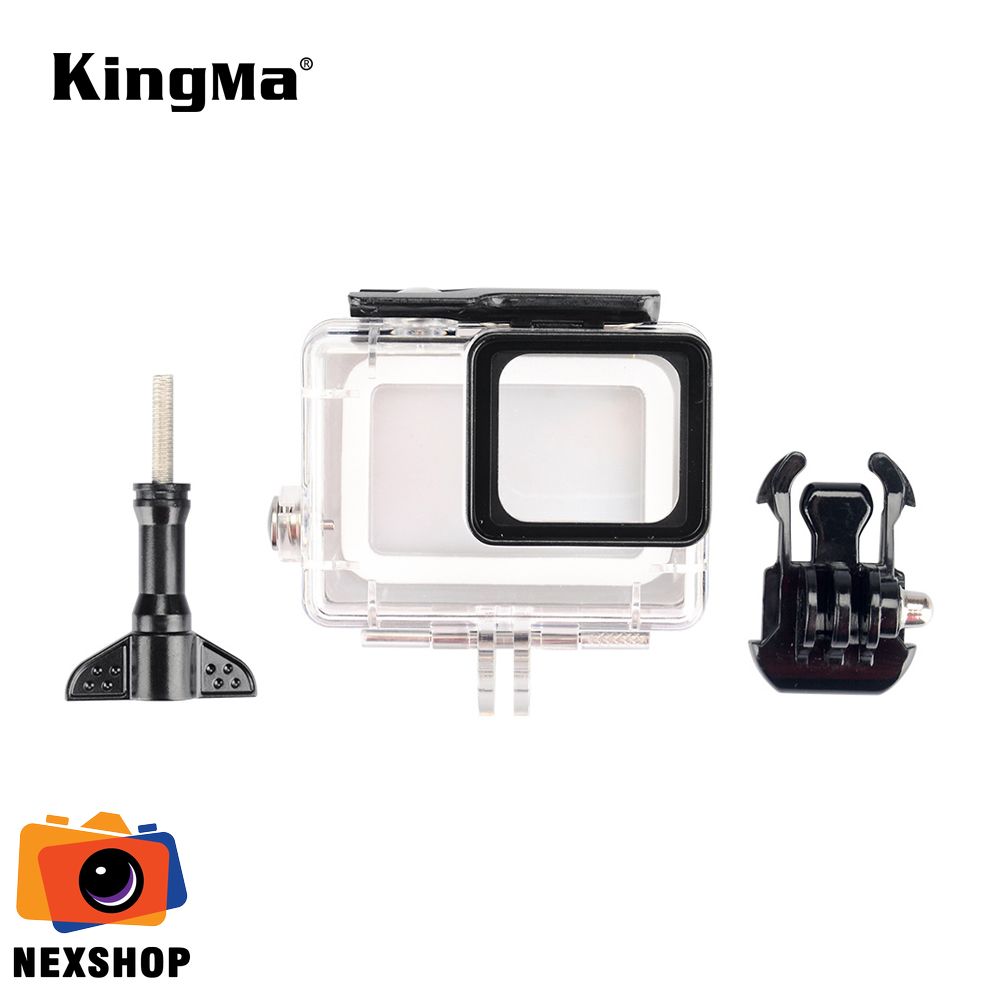 Vỏ chống nước Kingma cho GoPro 5-6-7 | Chính hãng - mặt sau và phụ kiện đi kèm