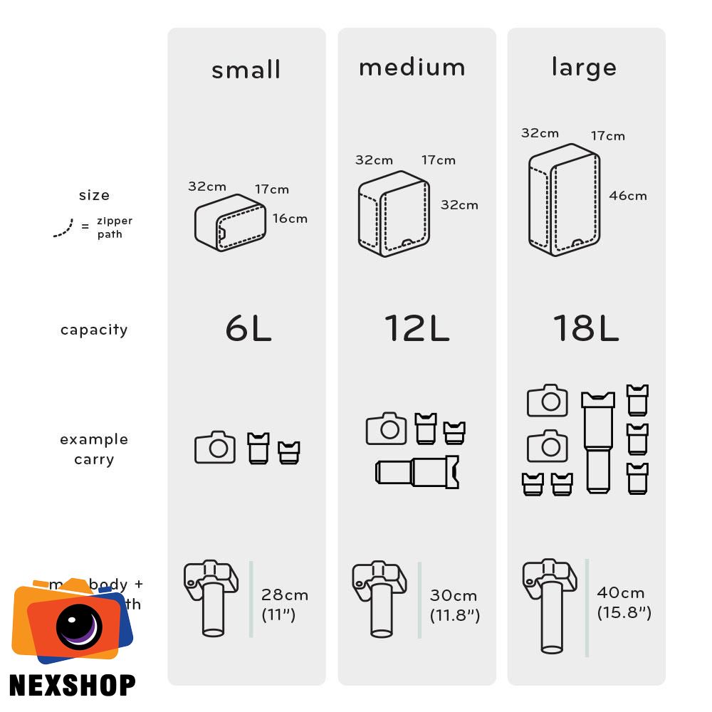 Ngăn đựng máy ảnh Peak Design Camera Cube - Medium | Chính hãng - mặt sau và phụ kiện đi kèm