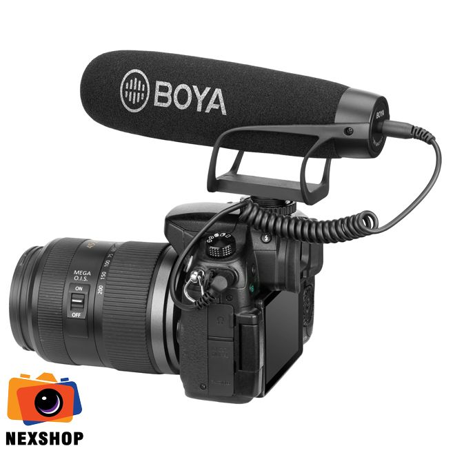 Mic thu âm máy ảnh Boya BY-BM2021 | Chính hãng - mặt sau và phụ kiện đi kèm