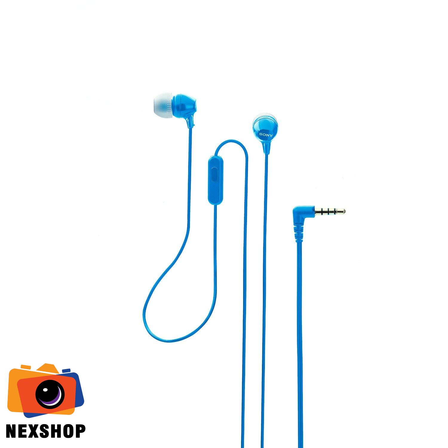 Tai nghe In-ear MDR-EX15AP Xanh Dương | Chính hãng - mặt sau và phụ kiện đi kèm