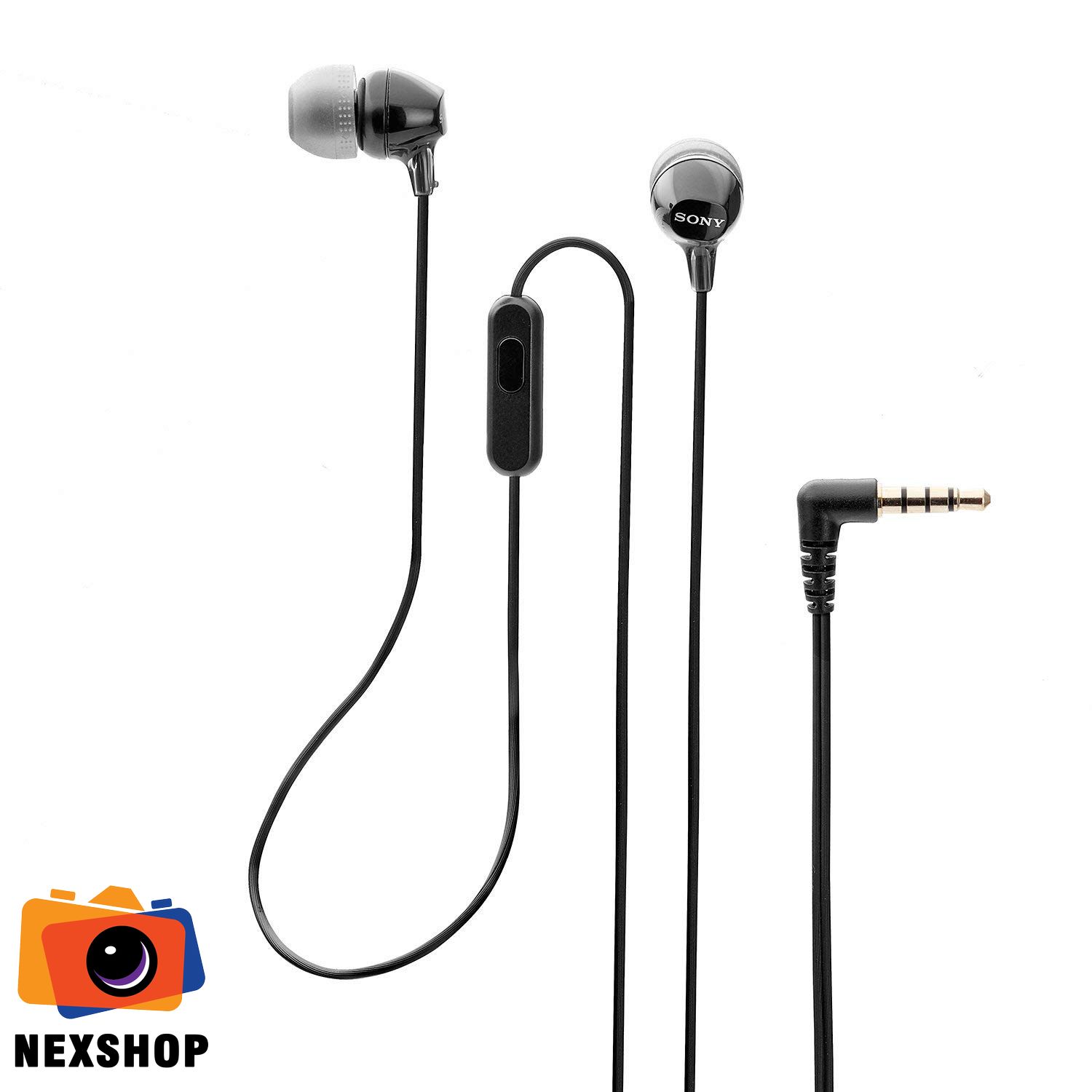 Tai nghe In-ear MDR-EX15AP | Đen | Chính hãng Sony - mặt sau và phụ kiện đi kèm